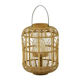 The Novogratz Brown Bamboo Handmade Decorative Candle Lantern with Handle