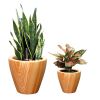 2-Pack 10" Self-Watering Planters | Light Wood Finish Plastic Pots