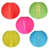Set Of 5 Colorful Chinese Lantern Lights For Gardens & Patios - White Cord