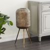 Modern Gold Pierced Metal Round Floor Lantern (12" x 32")