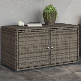 Outdoor Storage Unit Grey 43.3"x 21.7"x 23.8" Wicker Rattan