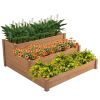 48.6 x 48.6 x 21in Brown Wooden Raised Garden Bed