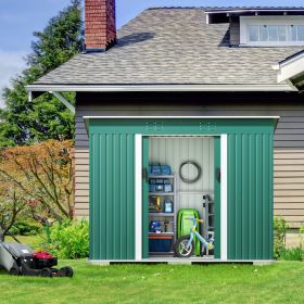 4.2 x 9.1 Ft Green Metal Outdoor Storage Shed With Lockable Doors