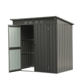 Outdoor Galvanized Metal Storage Lockable Double Door Shed 5.7 x 3Ft