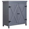 Outdoor Storage With Metal Roof & Shelves For Garden Or Pool Supplies Gray