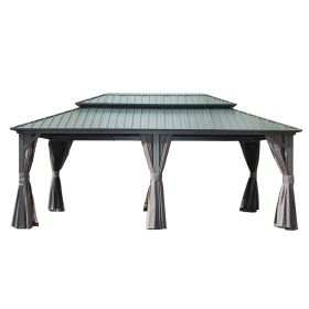 12'x20' Hardtop Roof Gazebo With Curtains & Netting