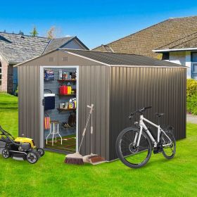 8 x 10 Ft Outdoor Metal Storage Shed Grey