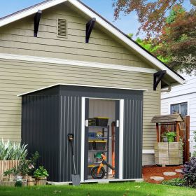 4.2 x 9.1 Ft Dark Gray Metal Tool Shed With Lockable Doors & Vents
