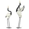 Set Of 2 Heron Metal Bird Sculptures For Patio Or Backyard Decor