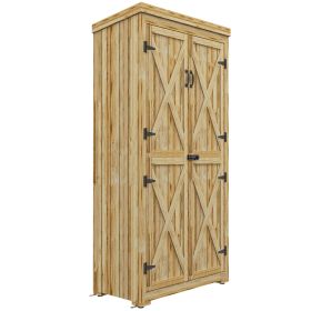 Wooden Garden Shed With Waterproof Metal Roof 3 Shelves & Lockable Door