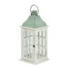 Montville Mango Wood Lantern (White & Green)