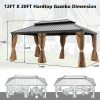 12x20ft Galvanized Steel Outdoor Gazebo With Netting & Curtains