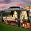 10x12 Ft Hardtop Galvanized Steel Gazebo With Netting & Curtains