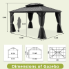 10x12 Ft Hardtop Galvanized Steel Gazebo With Netting & Curtains