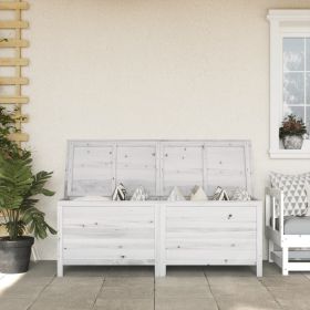 Patio Storage Box White 59.1"x 19.7"x 22.2" Solid Wood Fir