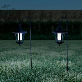 Solar-Powered Hanging Lanterns - 26'' Garden & Patio Lights With Hooks Set Of 2