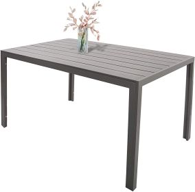 6 Person Outdoor Dining Table;  Patio Rectangle Aluminum Table;  Gray