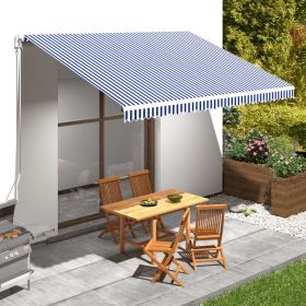 Awning Top Sunshade Canvas Blue & White 177.2"x118.1"