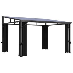 Anthracite Outdoor Garden Gazebo With Curtains