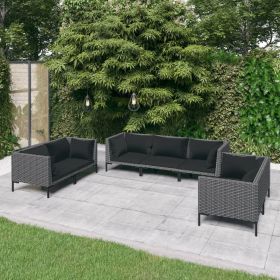 7 Piece Grey Rattan Patio Lounge Set With Cushions