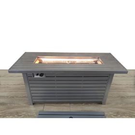 Living Source International 24" H x 54" W Steel Outdoor Fire Pit Table with Lid (Grey)