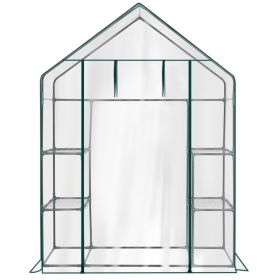 Mini Walk-in Greenhouse With PVC Cover, 4-Shelf Indoor Outdoor Plant Gardening Green House For Garden Backyard, 56inch X 29inch X 77inch, Transparent
