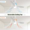 52 Inch Wooden Ceiling Fan White 3 Solid Wood Blades Remote Control Reversible DC Motor With Led Light