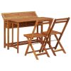 Solid Acacia Wood Balcony Dining Set: Planter Table & 2 Bistro Chairs