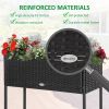 Rattan Wicker Elevated Garden Bed With Tool Storage - Outsunny (Black)