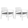 3 Piece Garden Lounge Set Plastic White