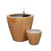2-Pack 10" Self-Watering Planters | Light Wood Finish Plastic Pots