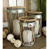 DecMode Set Of 3 Silver Metal Decorative Candle Lanterns