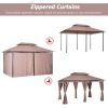 Outsunny 10' x 13' Patio Gazebo, Outdoor Gazebo Canopy Shelter with Curtains, Vented Roof, Steel Frame for Garden, Lawn, Backyard and Deck, Khaki