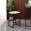 2-Pack Water Hyacinth Backless Bar Stools With Footrest