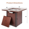 28" 50000 BTU Outdoor Propane Gas Fire Pits Table, Square Brown Texture Outdside Patio Firepits Fireplace Dinning Coffee Tables with Lid & Lava Rock