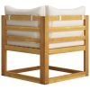 4 Piece Garden Lounge Set with Cushion Cream Solid Acacia Wood