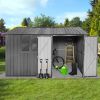 10Ft x 8Ft Outdoor Metal Garden Storage Shed Grey With Window