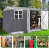 8 x 10Ft Outdoor Shed With Sloped Roof Lockable Double Doors & 6 Vents