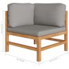 6 Piece Teak Wood Lounge Set With Grey Cushions