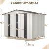 8 x 6 Ft White Metal Storage Shed With 2 Lockable Doors