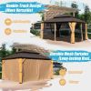 10x14 Ft Cedar Wood Hardtop Gazebo With Netting & Curtains