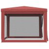 Party Tent with 4 Mesh Sidewalls Red 9.8'x9.8' HDPE