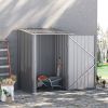3.3' x 3.4' Galvanized Metal Garden Storage Shed For Outdoor Tools