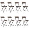 Folding Bistro Chairs 8 pcs Brown Poly Rattan and Steel