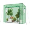Outdoor Walk-In Greenhouse With PE Cover Metal Frame & Roll-Up Door