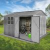 10Ft x 8Ft Outdoor Metal Garden Storage Shed Grey With Window