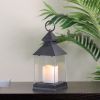 9.5" Black Lantern With LED Flameless Candle