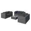 7 Piece Poly Rattan Patio Lounge Set With Cushions
