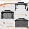10'x12' Hardtop Galvanized Steel Double Roof Gazebo With Netting & Curtains