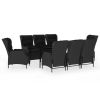 9 Piece Rattan Patio Dining Set Dark Gray